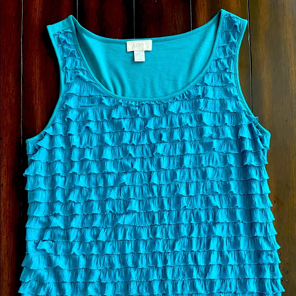 LOFT Women’s Turquoise Ruffle Tank - Large